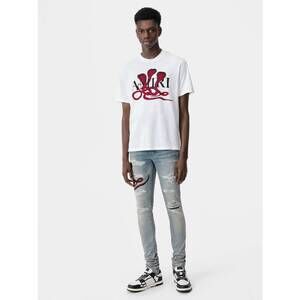 NEW AMIRI snake t-shirt in white and red